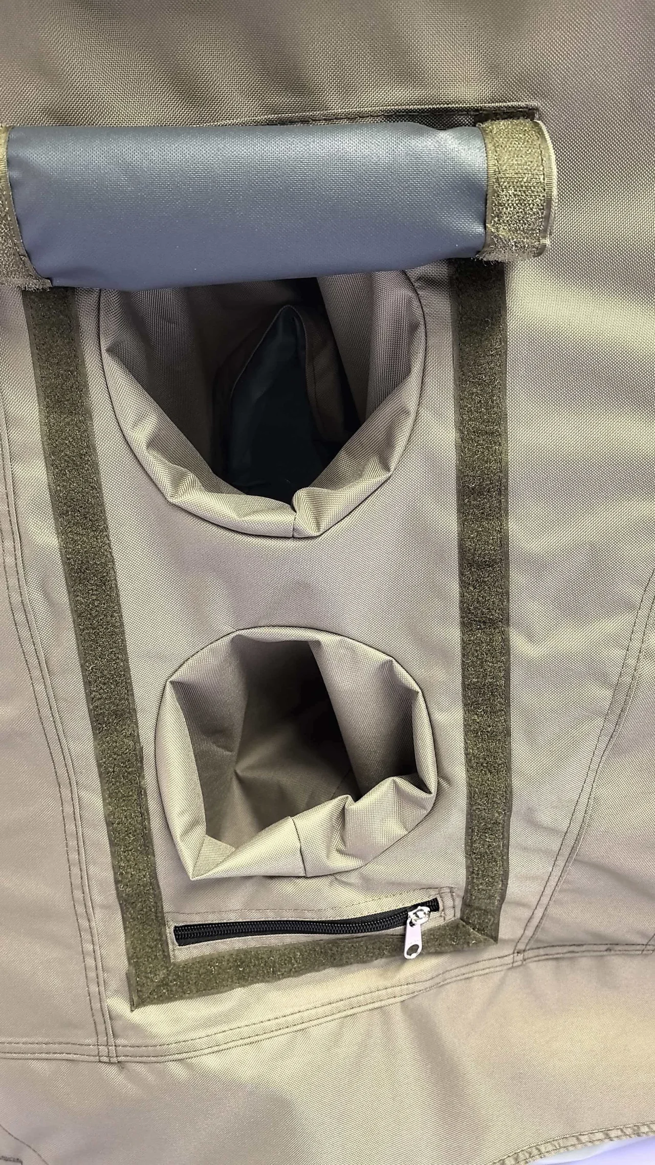Two closable service-access sleeves on an LT-12 inflatable tent wall